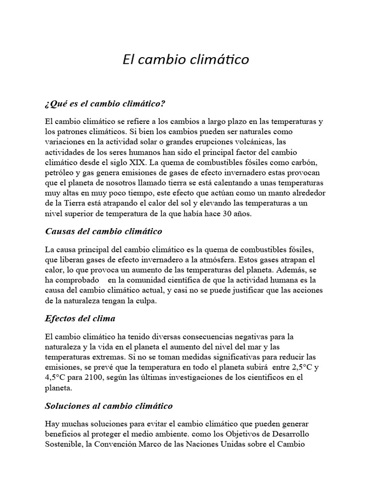 Qu es el cambio clim tico pdf cambio clim tico gases de efecto