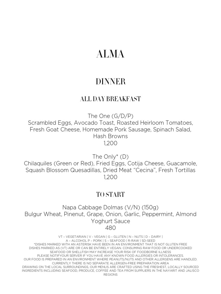 Alma Mediterranean Dinner English Sites | PDF | Foods | Food Allergy