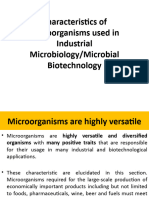 Characteristics of Microorganisms Used in Industrial Microbiology