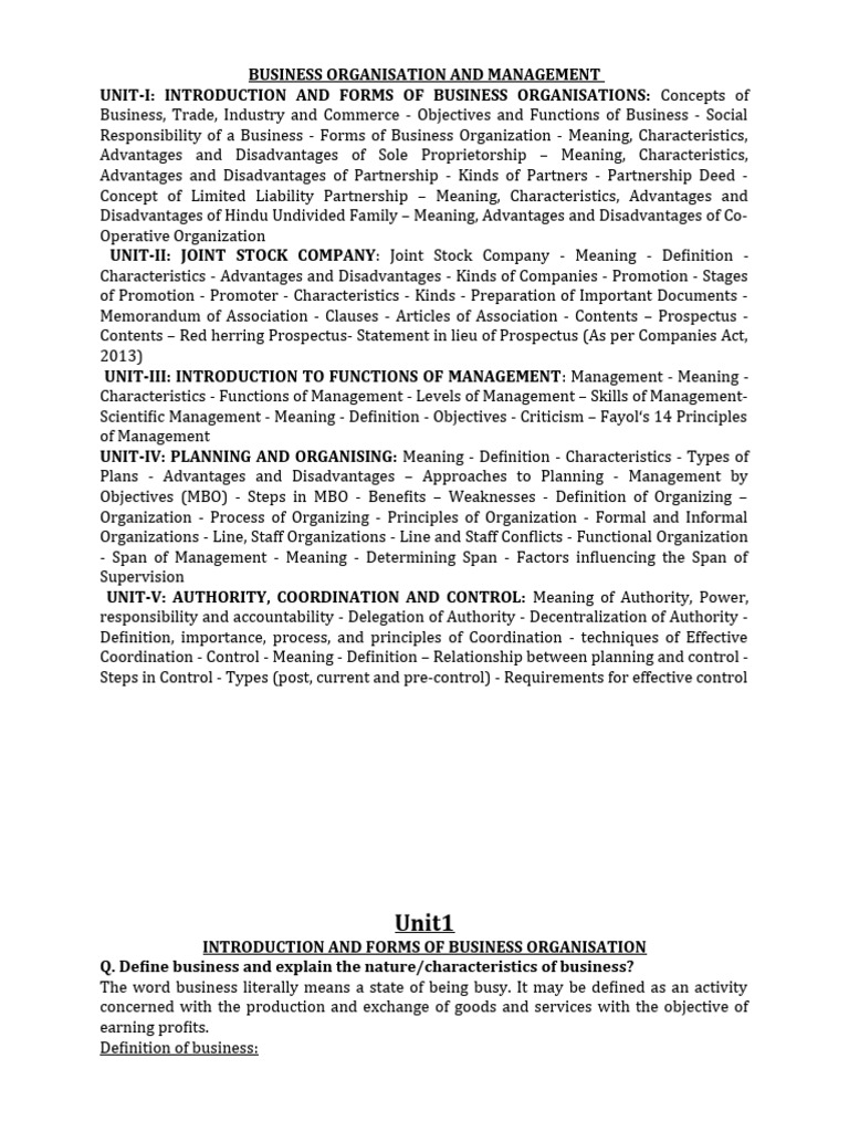 Business Organisation and Management | PDF | Sole Proprietorship | Commerce