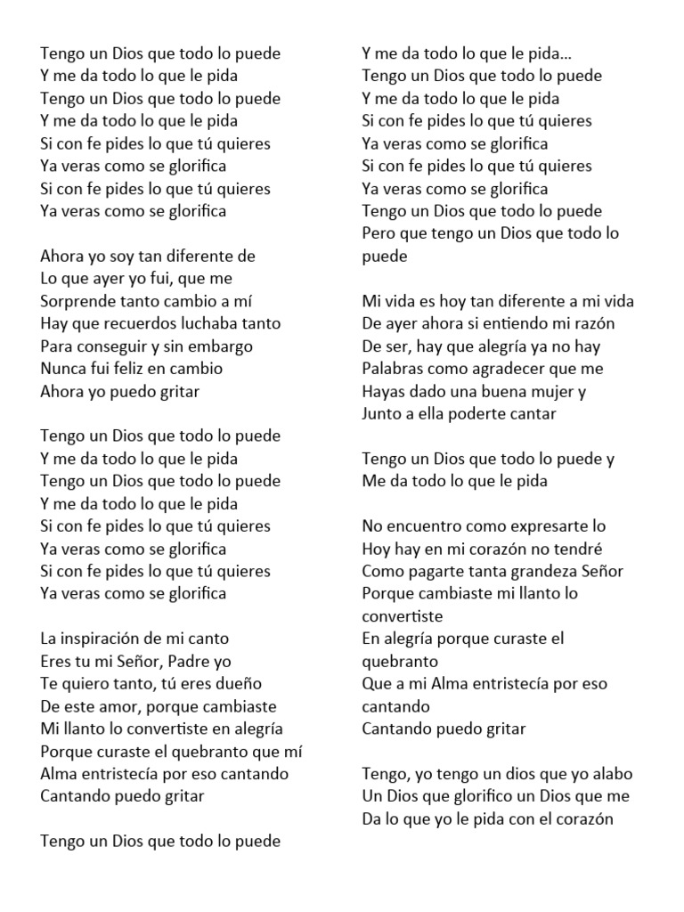 Tengo un Dios que todo lo puede | PDF | Cocina, comidas y vino ...