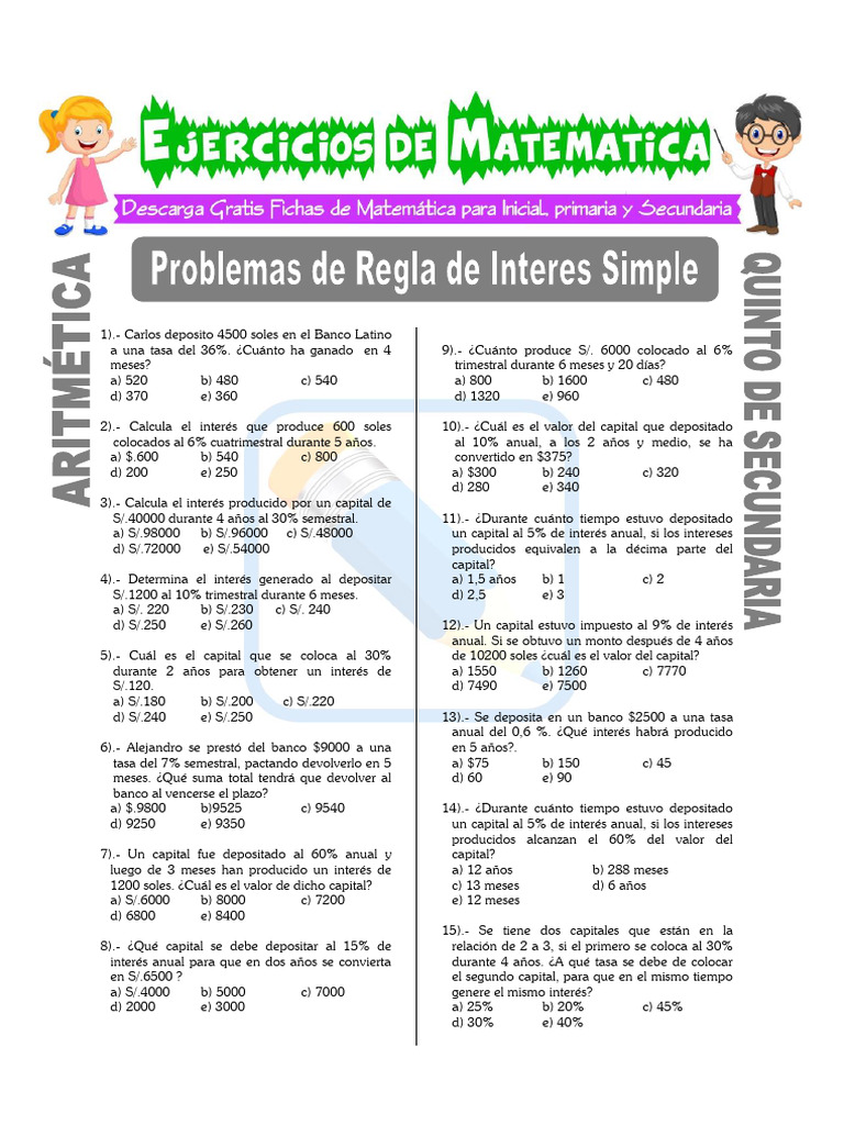 Problemas de Interés Simple Resueltos | PDF | Servicios financieros ...