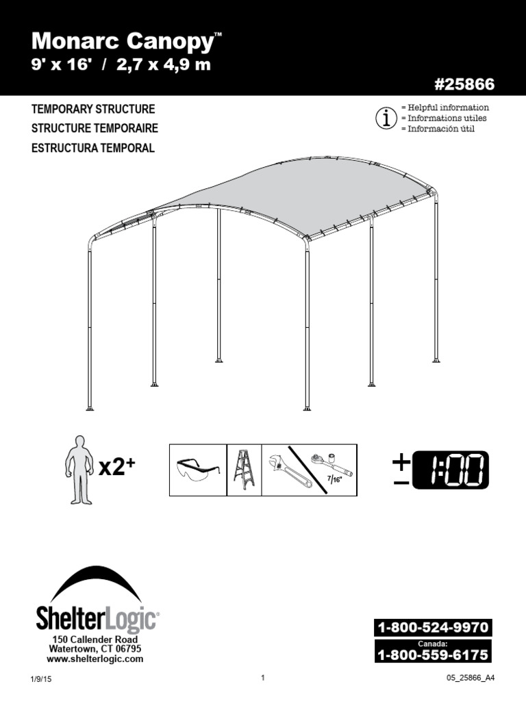 Portable Monarc Carport Instructions (05 - 25866 - Manual) | PDF ...