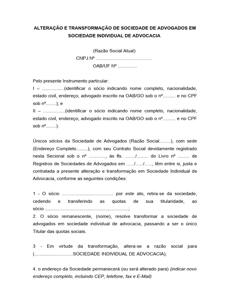 Transformação de Sociedade de Advogados | PDF | Advogado | Balancete