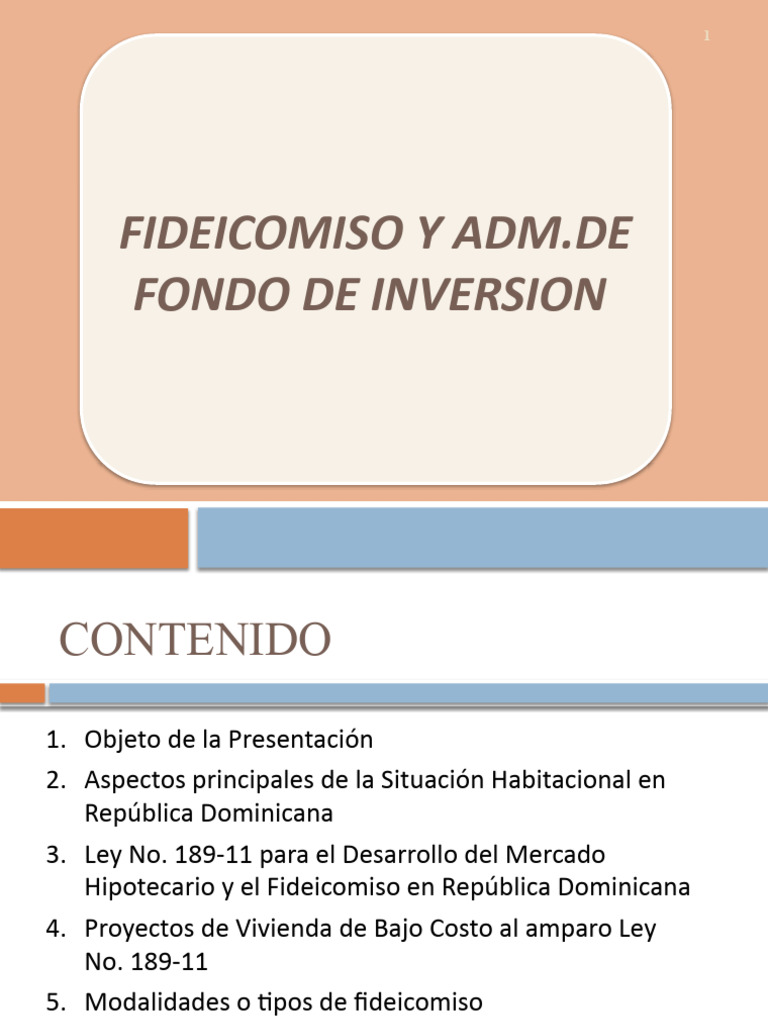 Fideicomiso de Vivienda en RD: Ley 189-11 | PDF | Fondo de inversión ...
