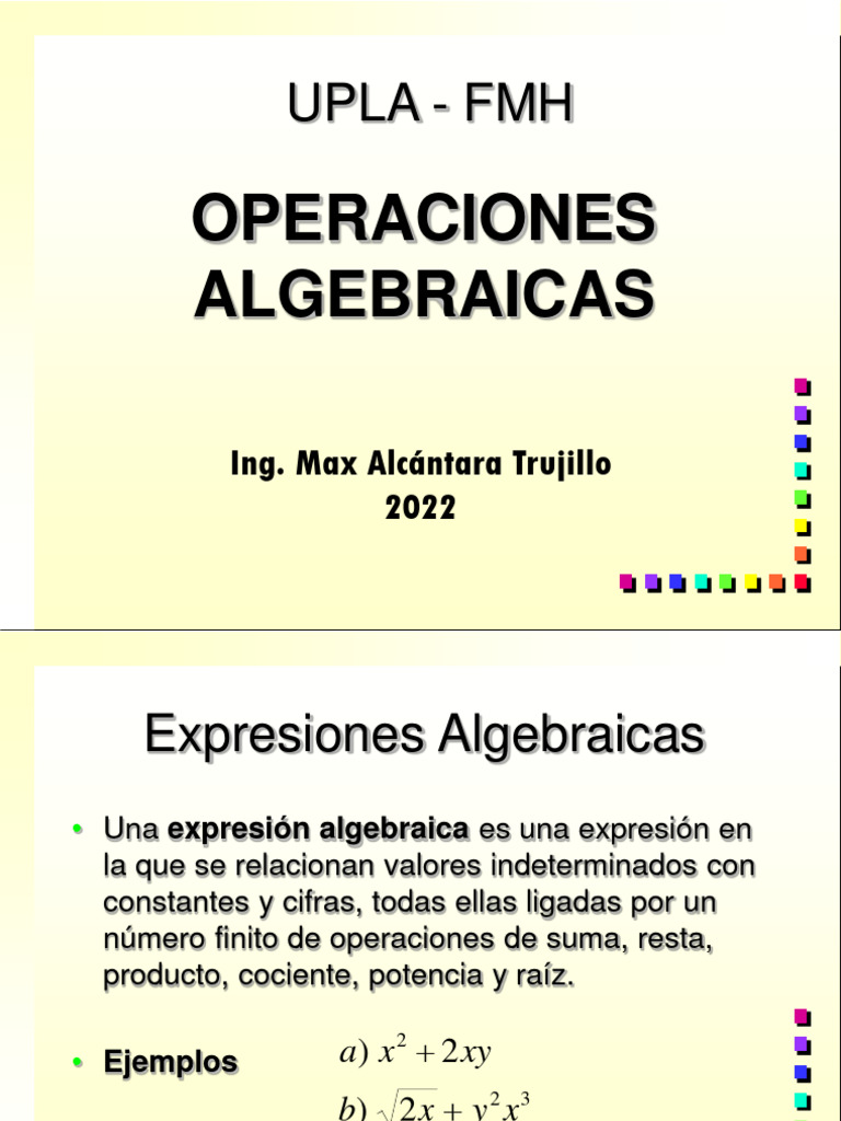 Operaciones y Tipos de Expresiones Algebraicas | PDF | División ...