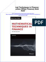 Free Download Mathematical Techniques in Finance An Introduction Wiley Finance Amir Sadr Full Chapter PDF