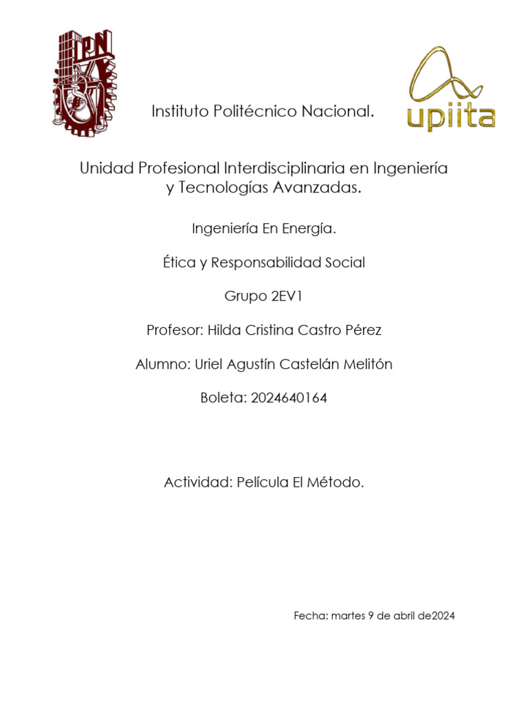 Castelan Meliton UrielAgustin ElMetodo 09-04-24 | PDF | Ciencias ...