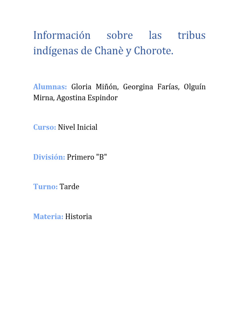 Tribus Chanè y Chorote: Historia y Cultura | PDF | Ciencias sociales ...