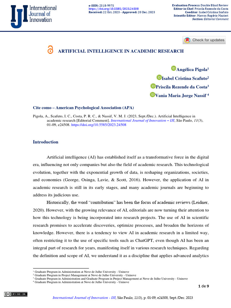 Artificial Intelligence in Academic Research | PDF | Artificial ...