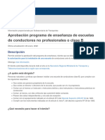 Aprobación Programa de Enseñanza de Escuelas de Conductores No Profesionales o Clase B