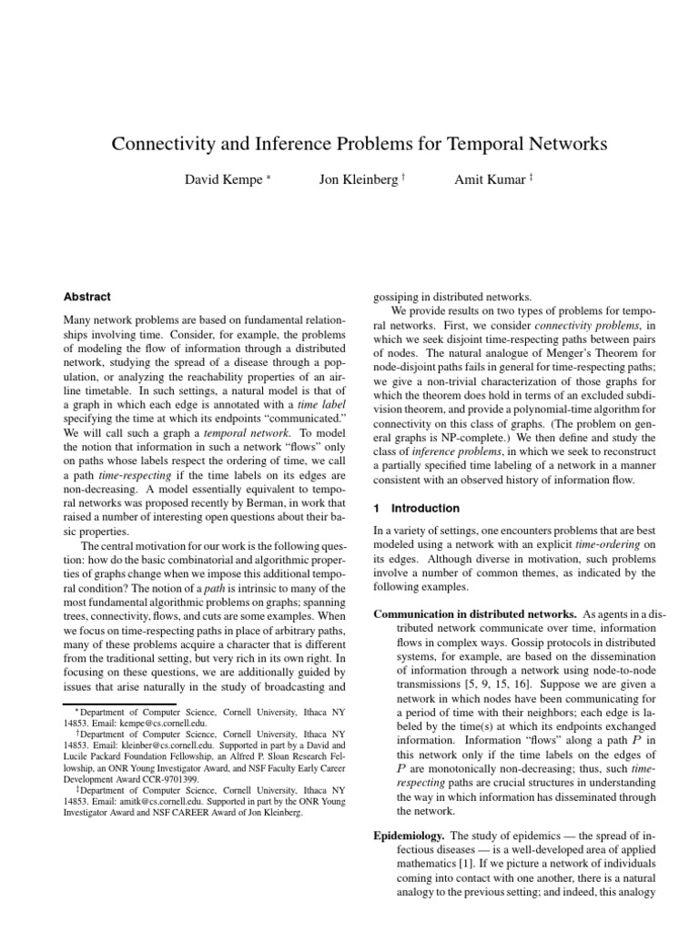 Temporal Network Connectivity Analysis | PDF | Vertex (Graph Theory ...