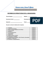 Informe de Operatividad de La Maquinaria