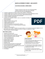 Lista de Útilies Escolares - Primier Grado