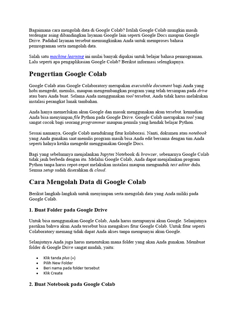 Panduan Lengkap Google Colab | PDF