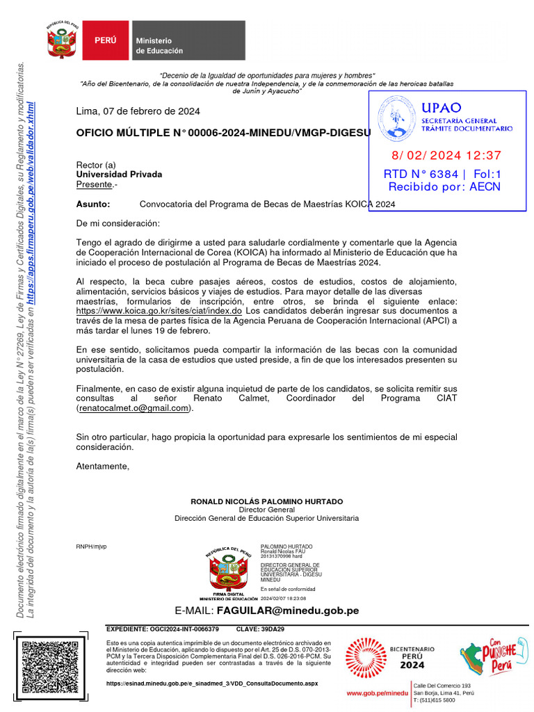 Convocatoria Becas Maestrías KOICA 2024 | PDF