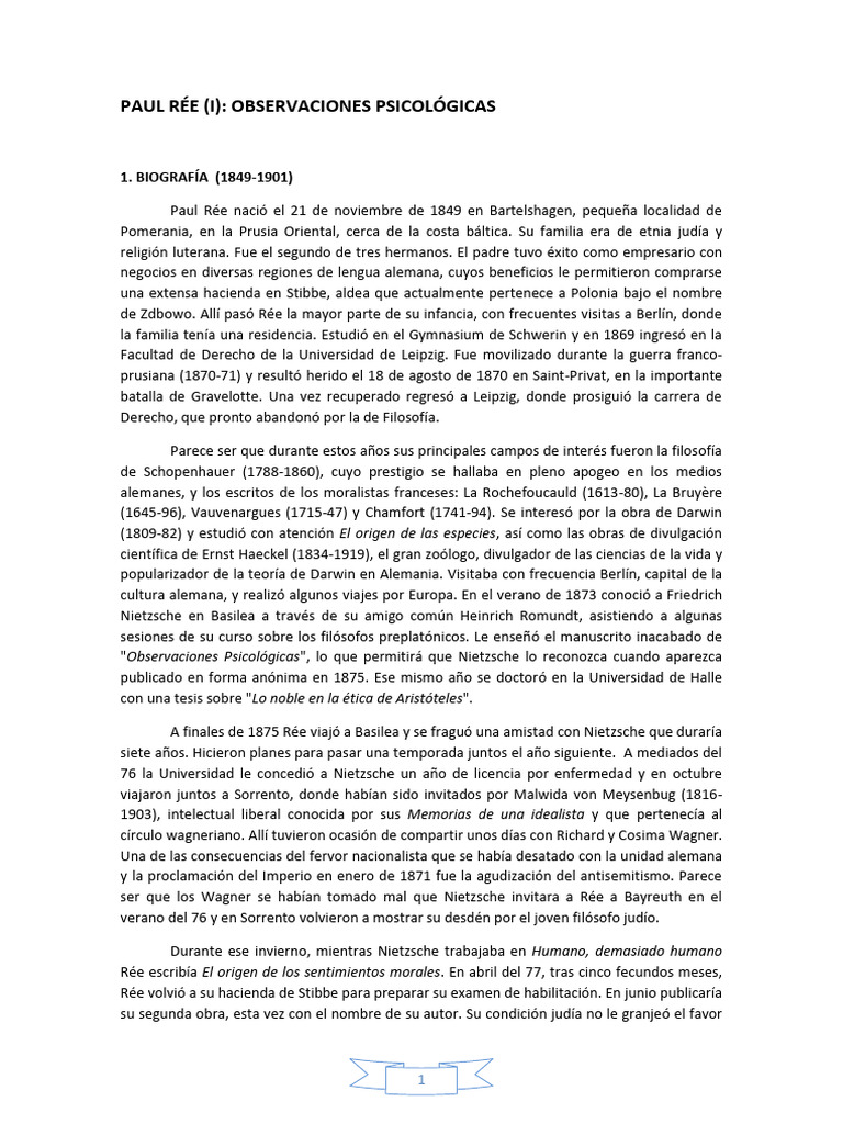 Paul Rée: Orígenes de la Moralidad | PDF | Friedrich Nietzsche | Amor