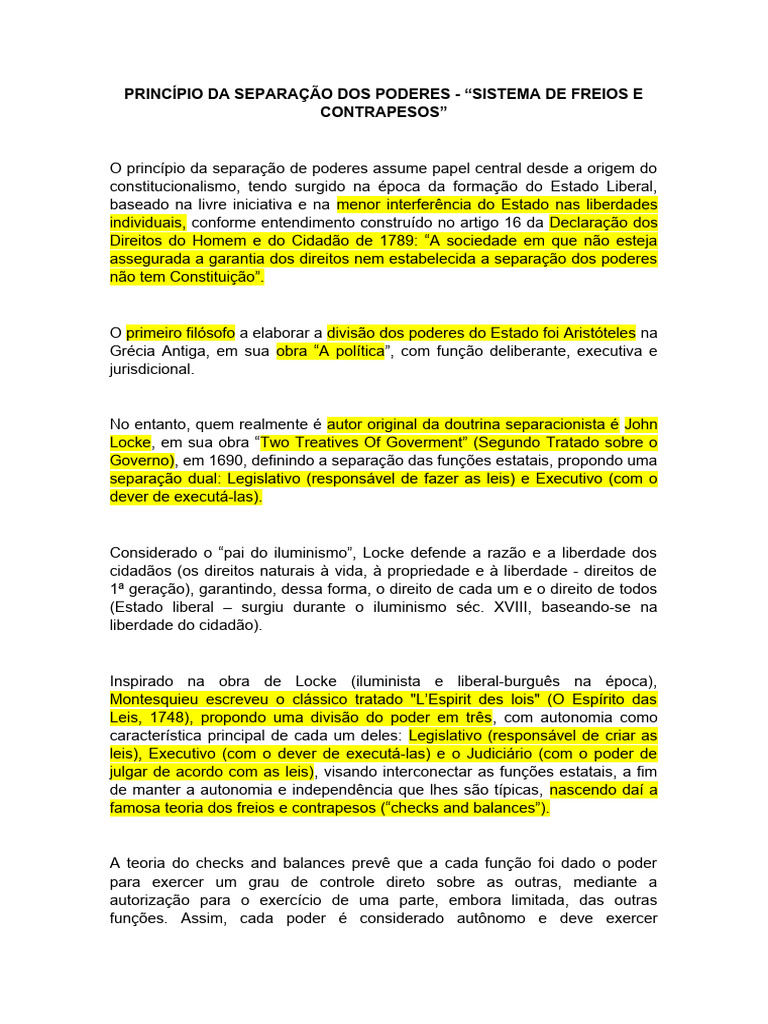 Princípio Da Separação Dos Poderes - 