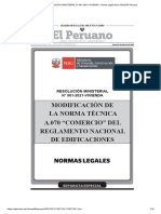 Modificación de La Norma Técnica A.070 "Comercio" Del Reglamento Nacional de Edificaciones