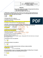 Sinh viên được phép sử dụng tài liệu, không được phép sử dụng máy tính xách tay. Sinh viên PHẢI nộp lại đề thi Chỉ có duy nhất một đáp án cho mỗi câu