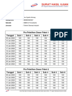 Surat Hasil Ujian: Pra Pelatihan Dasar Paket 1 Tanggal Sub 1 Sub 2 Sub 3 Sub 4 Sub 5 Sub 6