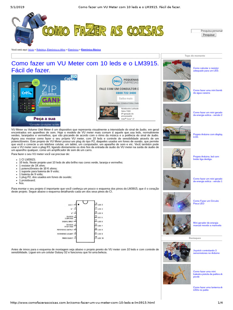 Como Fazer Um VU Meter Com 10 Leds e o LM3915. Fácil de Fazer | PDF ...