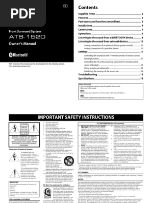 Barra Yamaha ATS-1520 | PDF | Cable Television | Remote Control