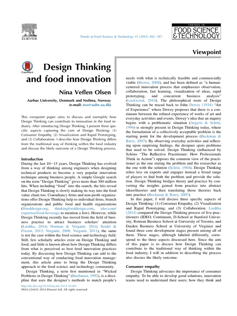 Design Thinking in Food Innovation | PDF | Design Thinking | Thought