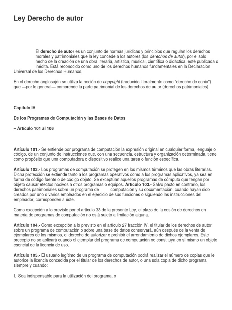 Ley Derecho de Autor | PDF | Derechos de autor | Justicia