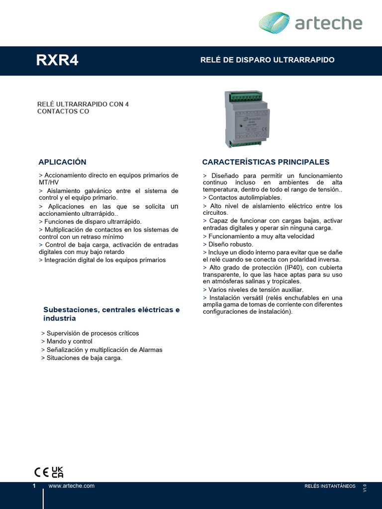 ARTECHE_DS_RXR4_ES | PDF | Relé | Bienes manufacturados