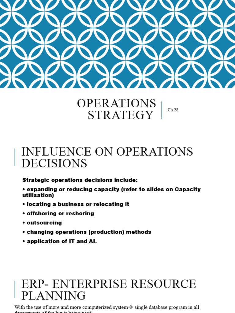 Operations Strategy and ERP Insights | PDF | Lean Manufacturing ...