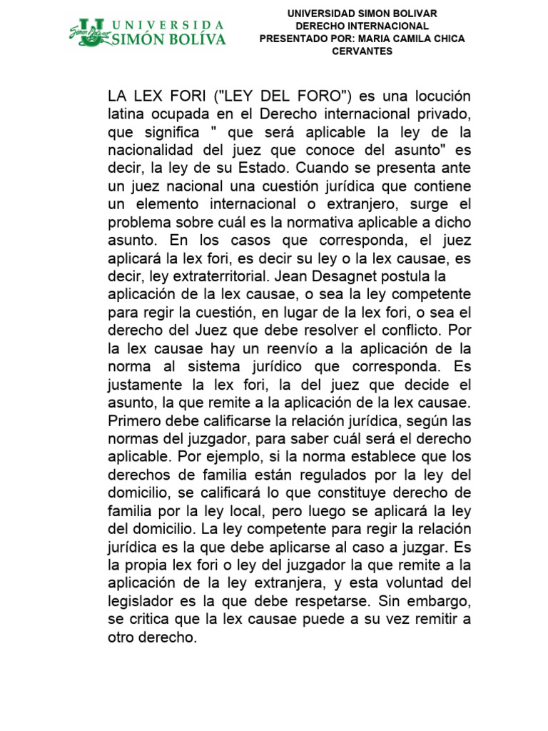 Lex Fori en Derecho Internacional | PDF | Filosofía | Derecho