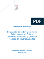 Evaluación de La Ley 21.331 de Salud Mental en Chile - Cobertura Financiera y Licencias Médicas en Isapres Abiertas