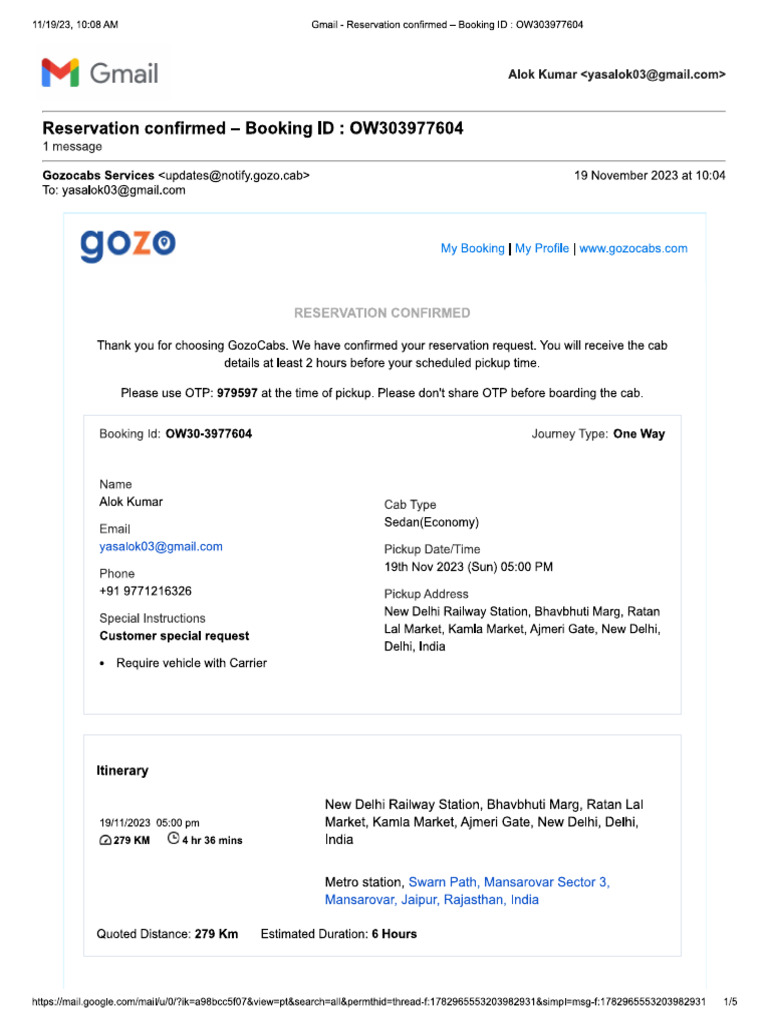 NDLS To JAI | PDF