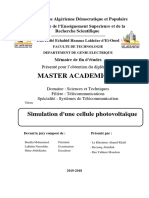 Master Academique: Simulation D Une Cellule Photovoltaïque