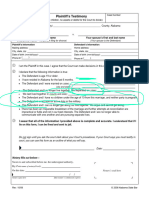 Questions On Plantiffs Testimony