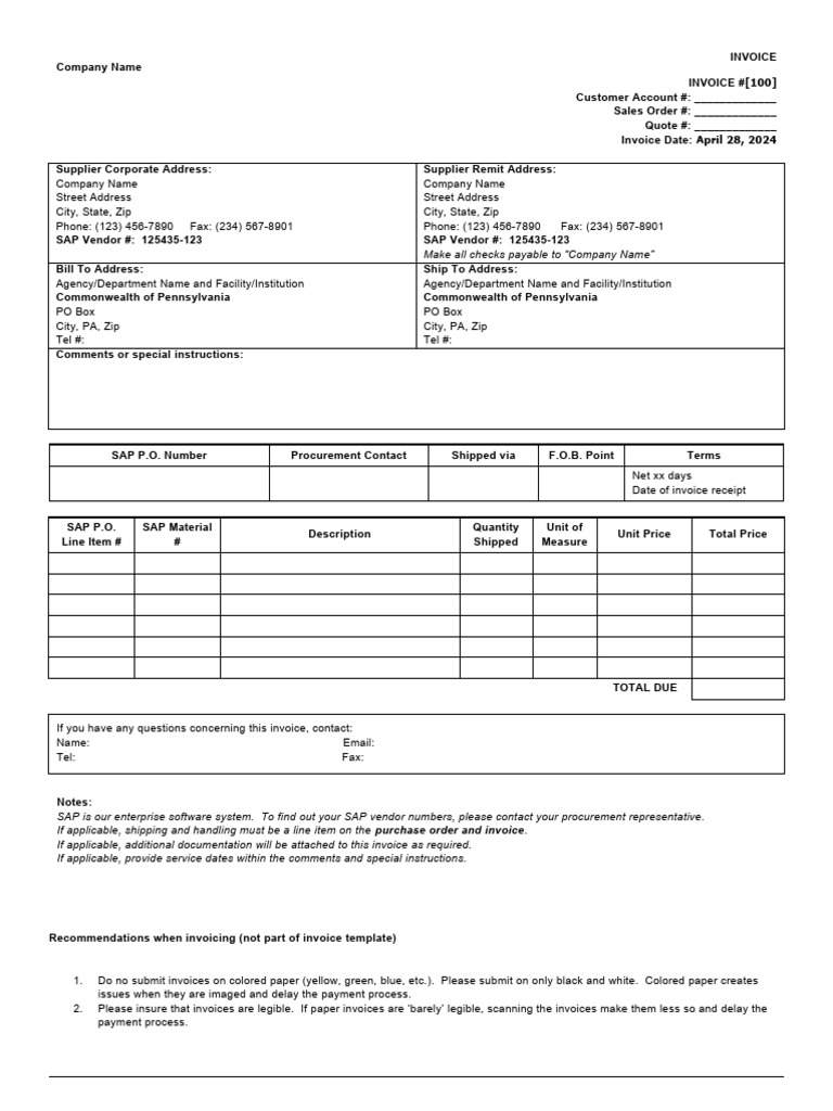 Supplier Invoice Template Guide | PDF | Invoice | Receipt