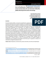 Estudio de Caso Sobre La Planificación, Programación y Control de Obra Aplicado Al Proceso Constructivo de Una Vivienda Unifamiliar en La Ciudadela Municipal Del Cantón Portoviejo