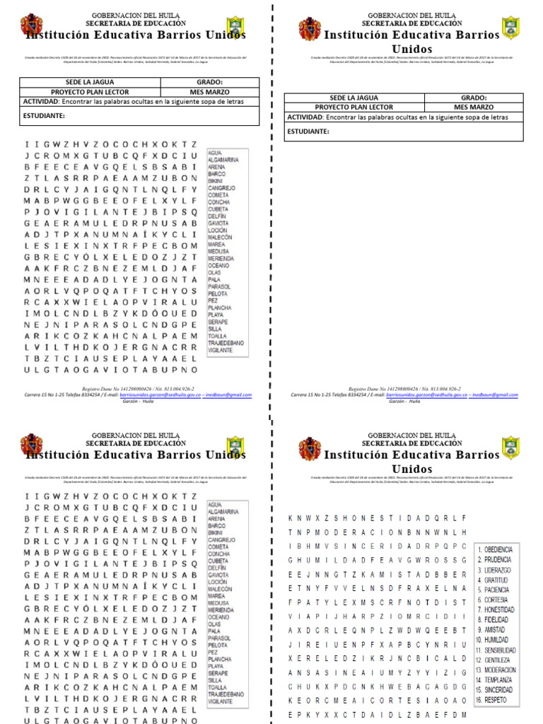 1. SOPA DE LETRAS LENGUAJE SEC_MED | PDF