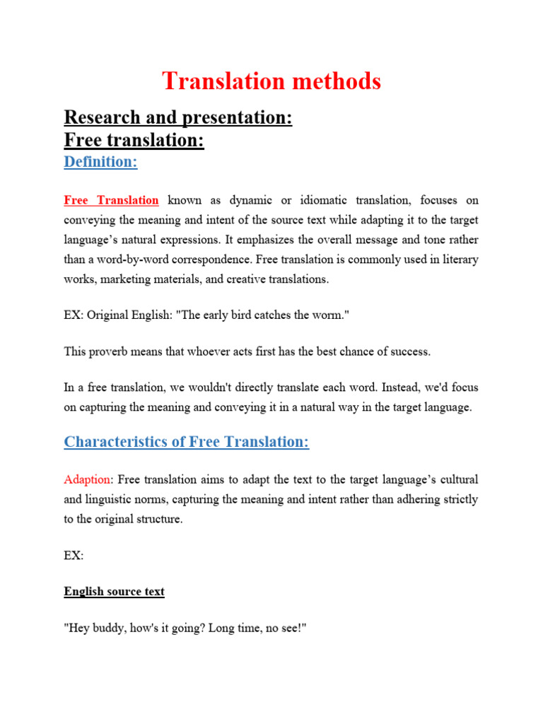 Free Translation Techniques Explained | PDF | Translations | Idiom