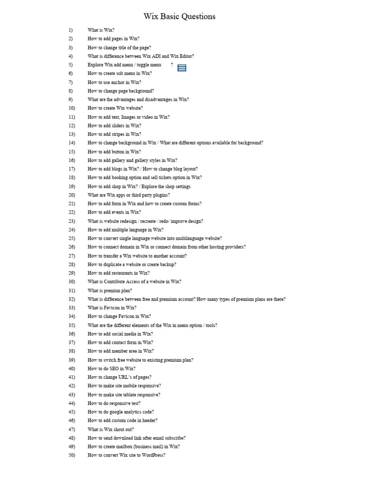 Wix basic questions pdf websites software