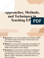 Approaches, Methods, and Techniques in Teaching EPP