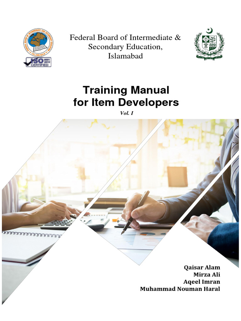 Training Manual Vol I Pdf Educational Assessment Multiple Choice