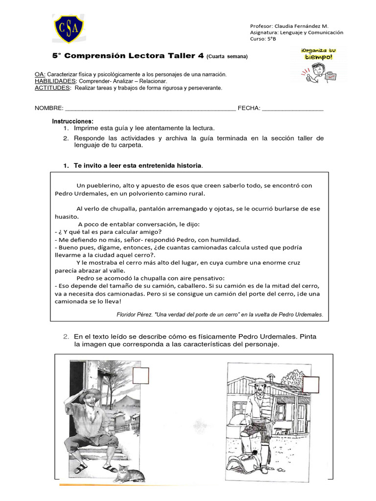 5bguiataller4lenguaje Cuarta Semana Pdf