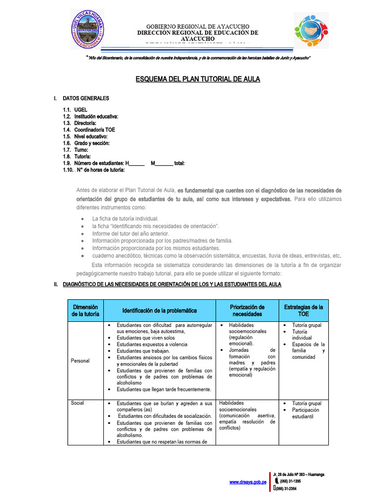 Plan Tutorial de Aula 2024-2025 | PDF | Las emociones | Salón de clases