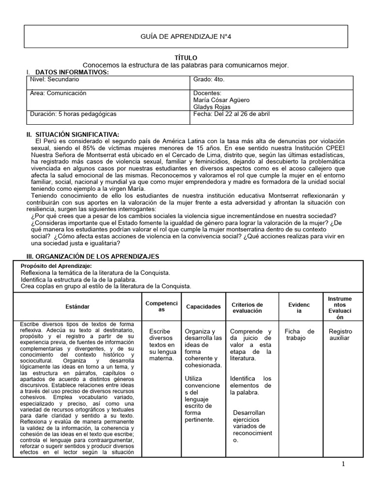 04_Guia_CUARTO_ANO | PDF | Numero Gramatical | Verbo