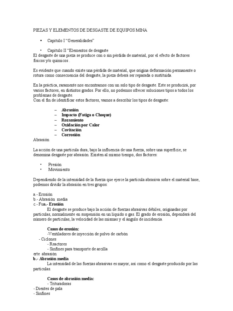 Tipos de Desgaste en Equipos de Mina | PDF | Corrosión | Fatiga (material)