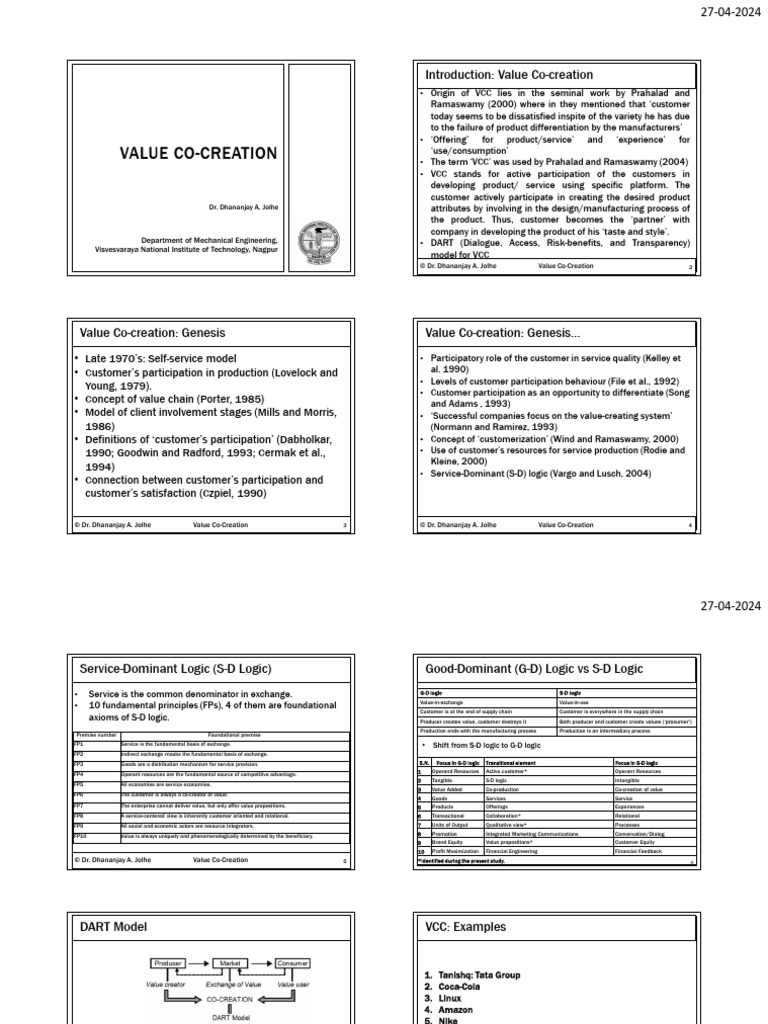 Understanding Value Co-Creation Concepts | PDF | Economies | Business ...