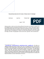 Financial Innovation in The 21st Century: Evidence From U.S. Patenting