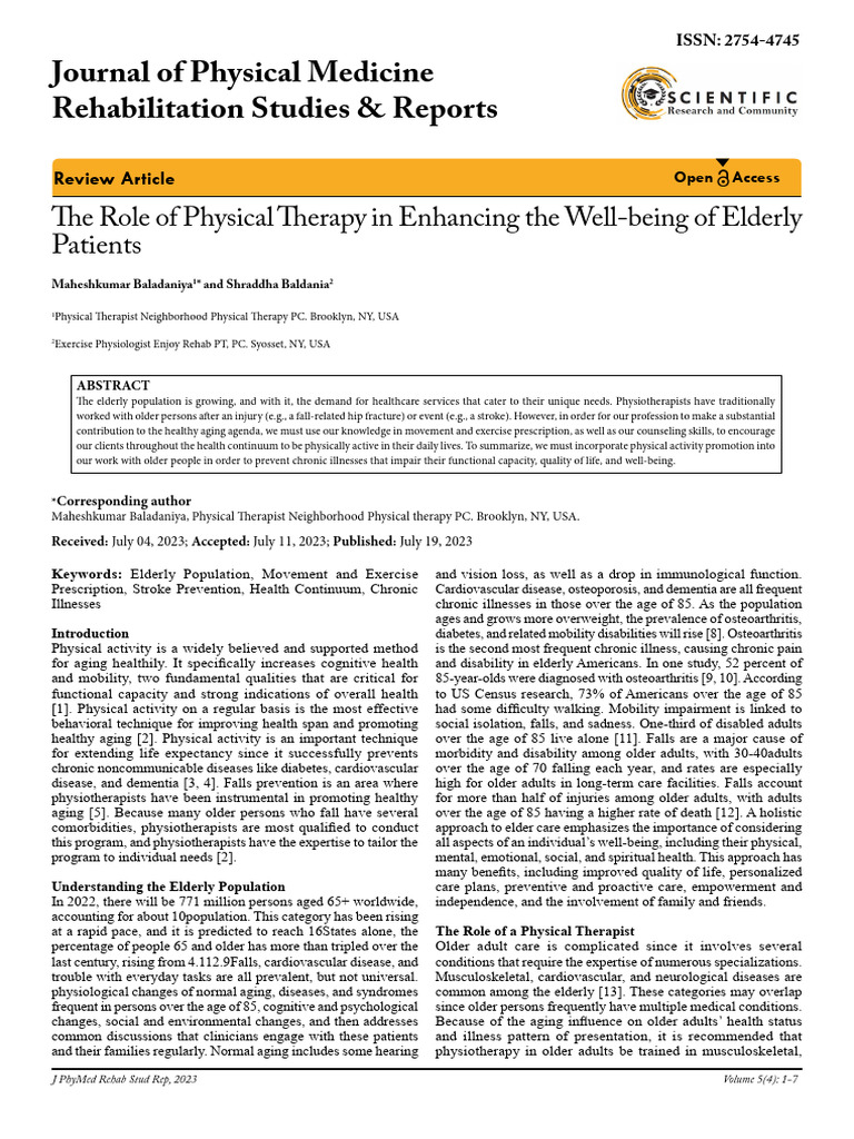 The Role of Physical Therapy in Enhancing The Well | PDF | Physical ...